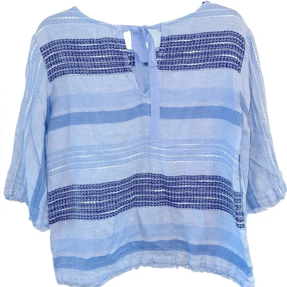 Anthropologie Cloth & Stone Striped Button Down Blouse Light Blue XS - Picture 6 of 11